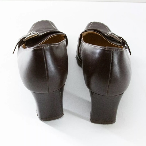 Casual Corner Shoes Brown Buckle Snip Toe Heels - Picture 5 of 8